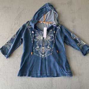 Women's Soft Surroundings Regio Tunic Embroidered Hoodie Size PXS